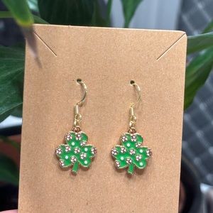 Handmade St. Patrick’s Day earrings, gold